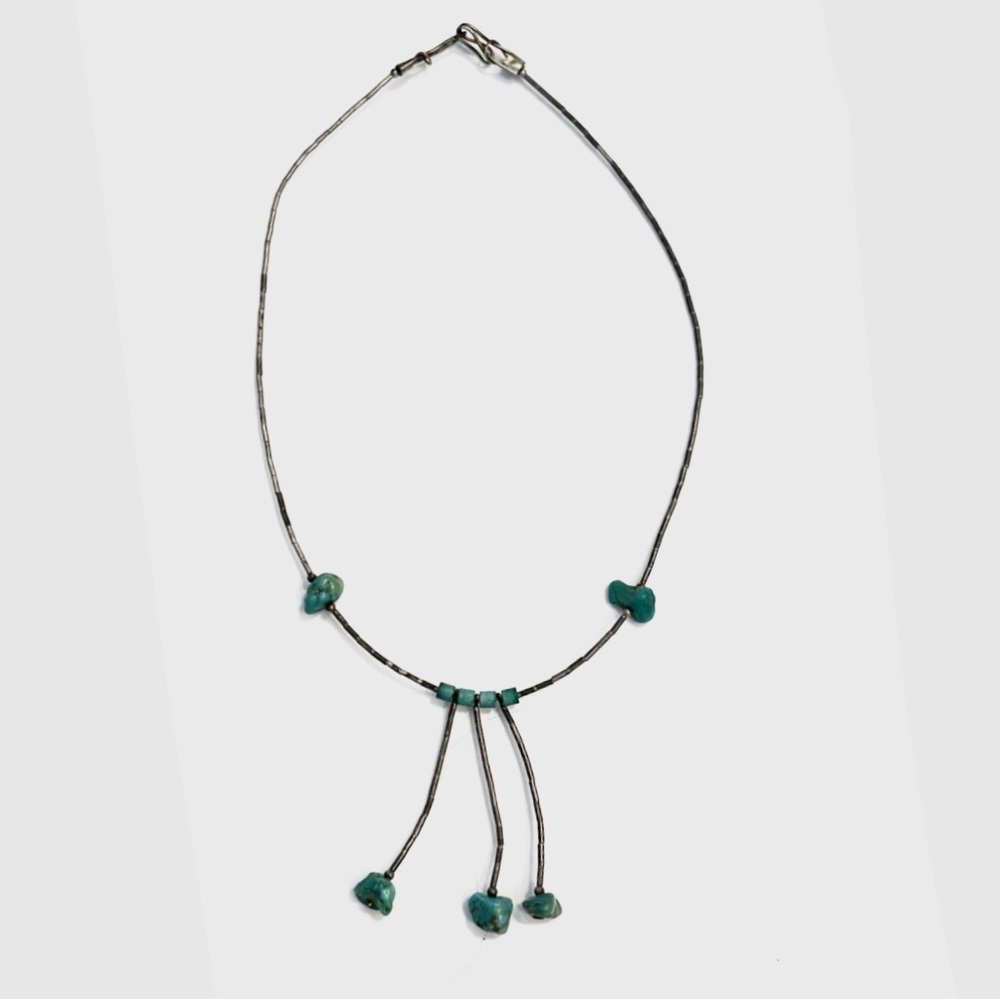 BOGO > Old Pawn Vintage Navajo Sterling Silver Turquoise Necklace